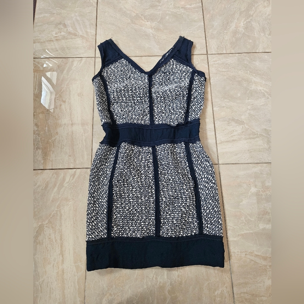 Sleeveless Navy and White Mini Dress